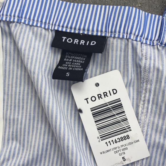 NWT Torrid Blue/white striped Poplin lace up cami size 5x - Picture 6 of 11